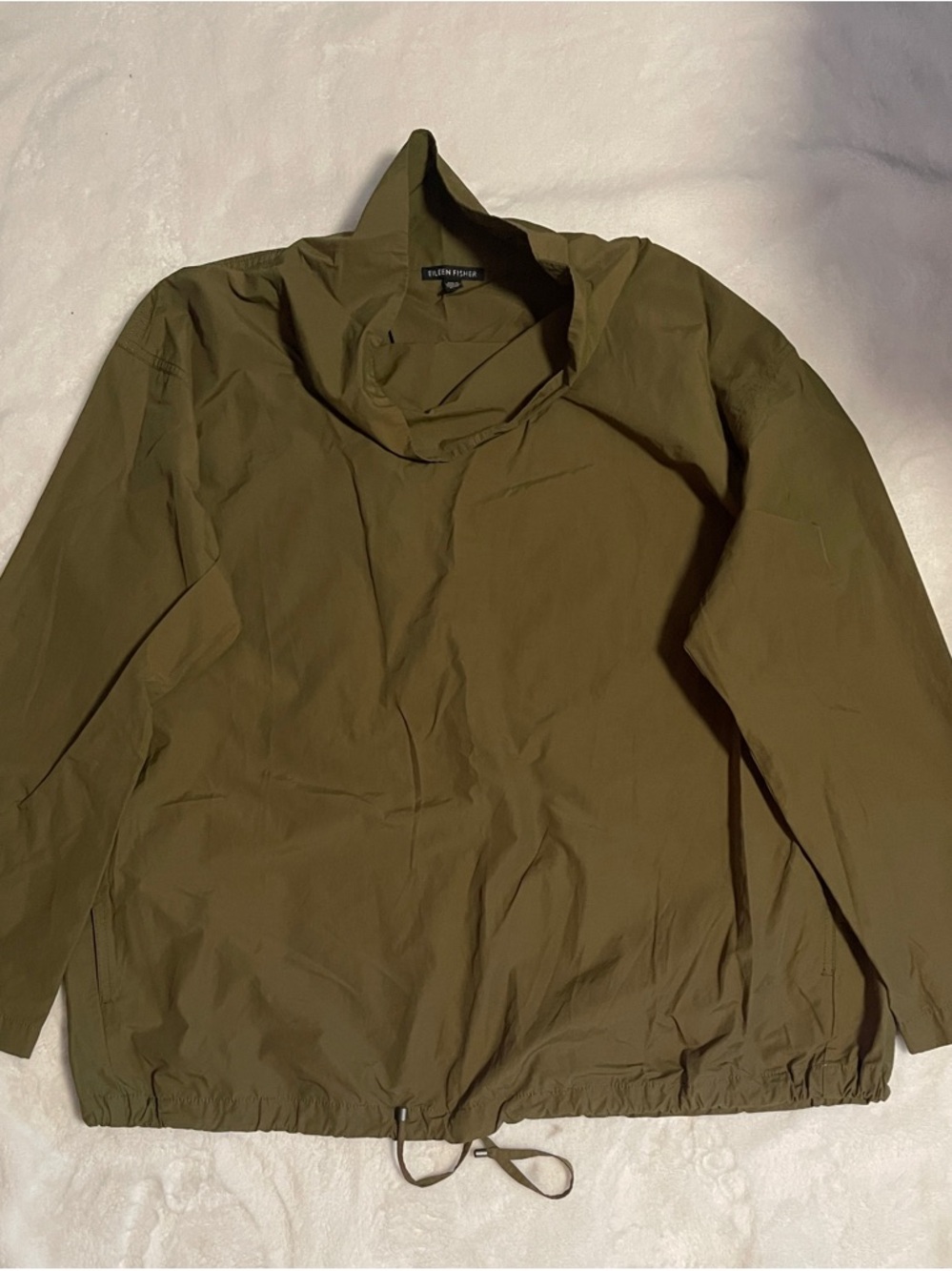 Eileen Fisher Olive Lightweight Pullover Shirt Jacket